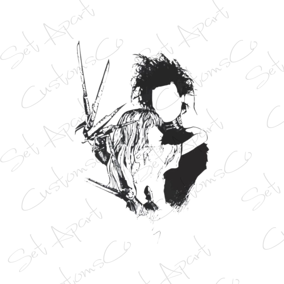 Edward Scissorhands Outline PNG Transparent Background Tim - Etsy