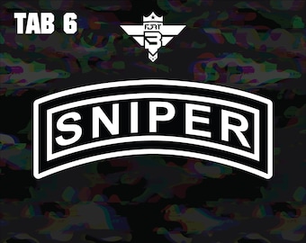 Sniper Tab Vinyl Sticker, Patriotic Military Decal