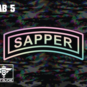 Sapper Tab Vinyl Sticker: Patriotic Military Decal - UV & Water Resistant