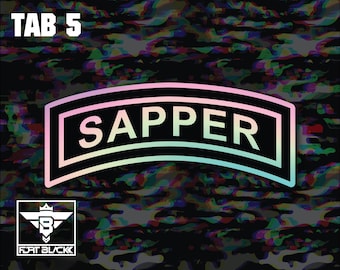 Sapper Tab Vinyl Sticker: Patriotic Military Decal - UV & Water Resistant