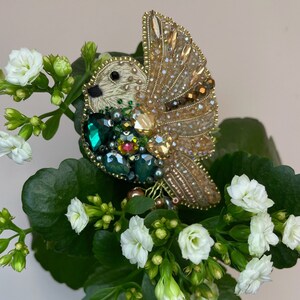 Handmade Bird Brooch, Designed Bird Beaded Pin