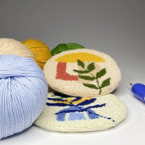 Boho Handmade Punch Needle Coasters, Handmade Mug Rugs