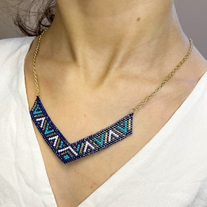 Handmade Boho Miyuki Necklace, Handwoven Beaded Necklace, Authentic Beaded Necklace