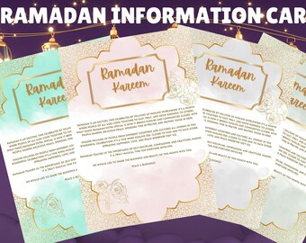 Ramadan Kareem Printable Card|Ramadan Printable Card for School|Ramadan Info Card|Ramadan Greeting Card|4x6 Printable|Iftar Tray Cards|Decor