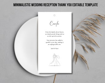 Wedding Reception Thank You Cards | Thank You Personalized Cards | Editable Elegant Wedding Thank You Cards | DIY Minimalistic Design Cards