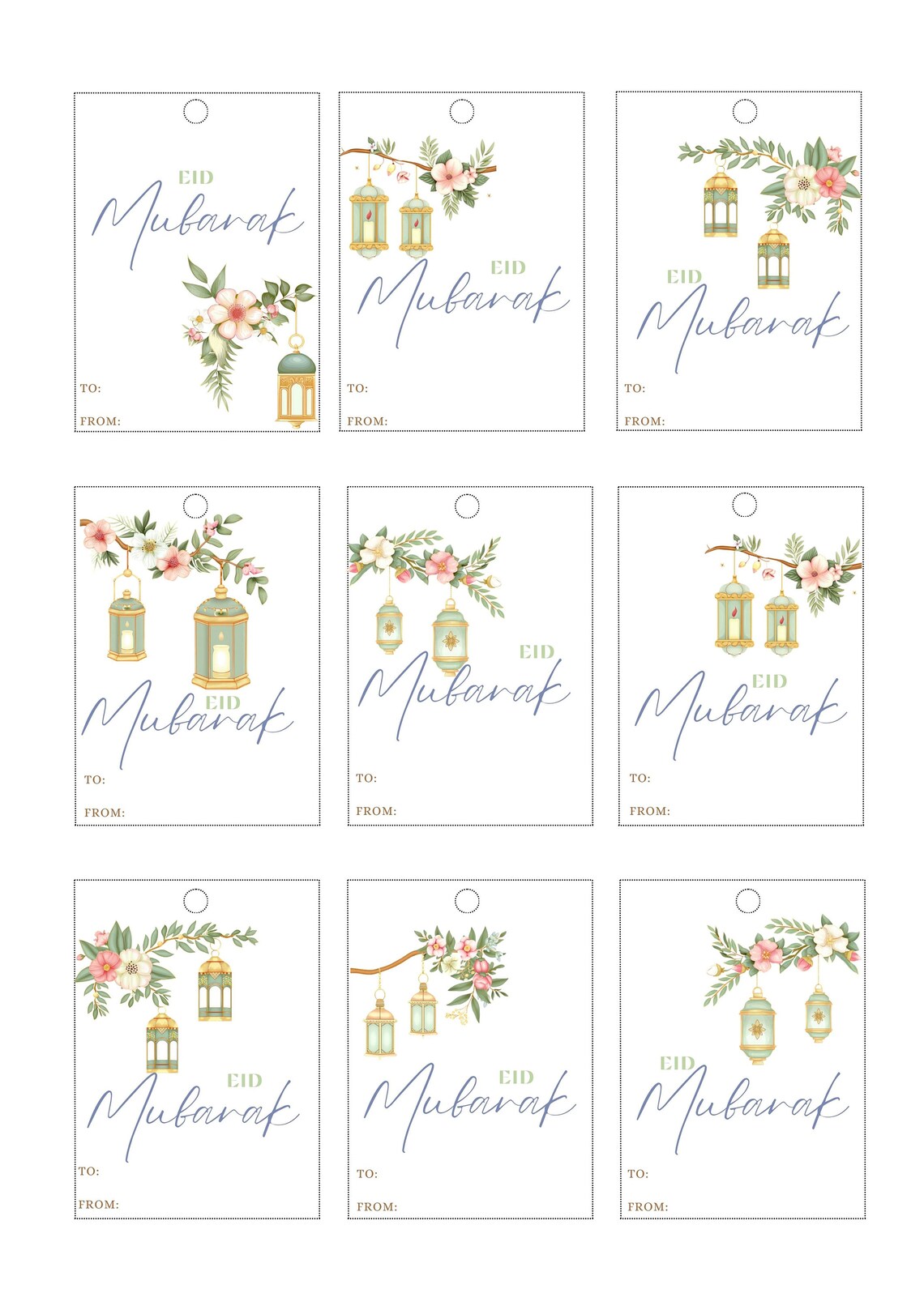 EID Gift Tags | Spring Theme Editable and Printable Eid Gift Tags | 9 ...