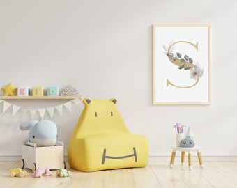 Bedroom Sign| White Background| Initial Printable Wall Art| Letters Poster| Alphabet Print| Digital Download|Printable Letter