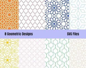 Geometric SVG Cut Files  | 8 Calligraphy Geometric Bundle | Geometric SVG Cut Files for Crafting | SVG Files for Gifts, Retail, Home Decor