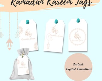 Ramadan Kareem  Gift Tags, Printable Gift Tag, Ramadan Decoration, Instant Digital Download, 9 Printable Tags, Modern Gift Tags