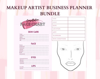 Makeup Artist Business Planner Bundle|Wedding Makeup Artist Contact|Template Printable Business Planner|Inventory Expenses & Revenue Tracker