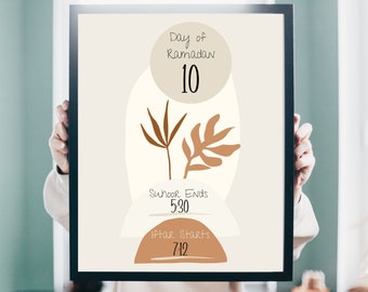 Ramadan Suhoor Iftar Time Tracker, Ramadan Decoration, Ramadan Home Decor, Minimalist Ramadan Printable Poster,Ramadan Print Home Decor
