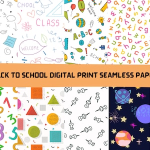 Back to School Digital Papers|10 Printable Seamless Digital Paper|Instant Download|School Background|Teacher Essentials|Stationary