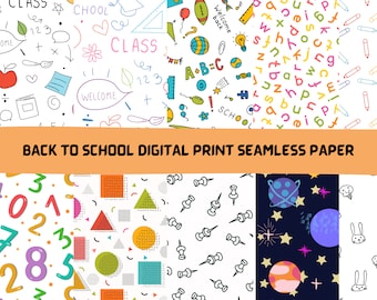 Back to School Digital Papers|10 Printable Seamless Digital Paper|Instant Download|School Background|Teacher Essentials|Stationary