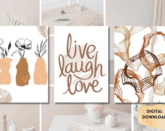 Live Love Laugh Printable Wall Art|Inspirational Quote Art|Wall Decor Printable|Minimalist Digital Print|Modern Typography Art|Wall Art