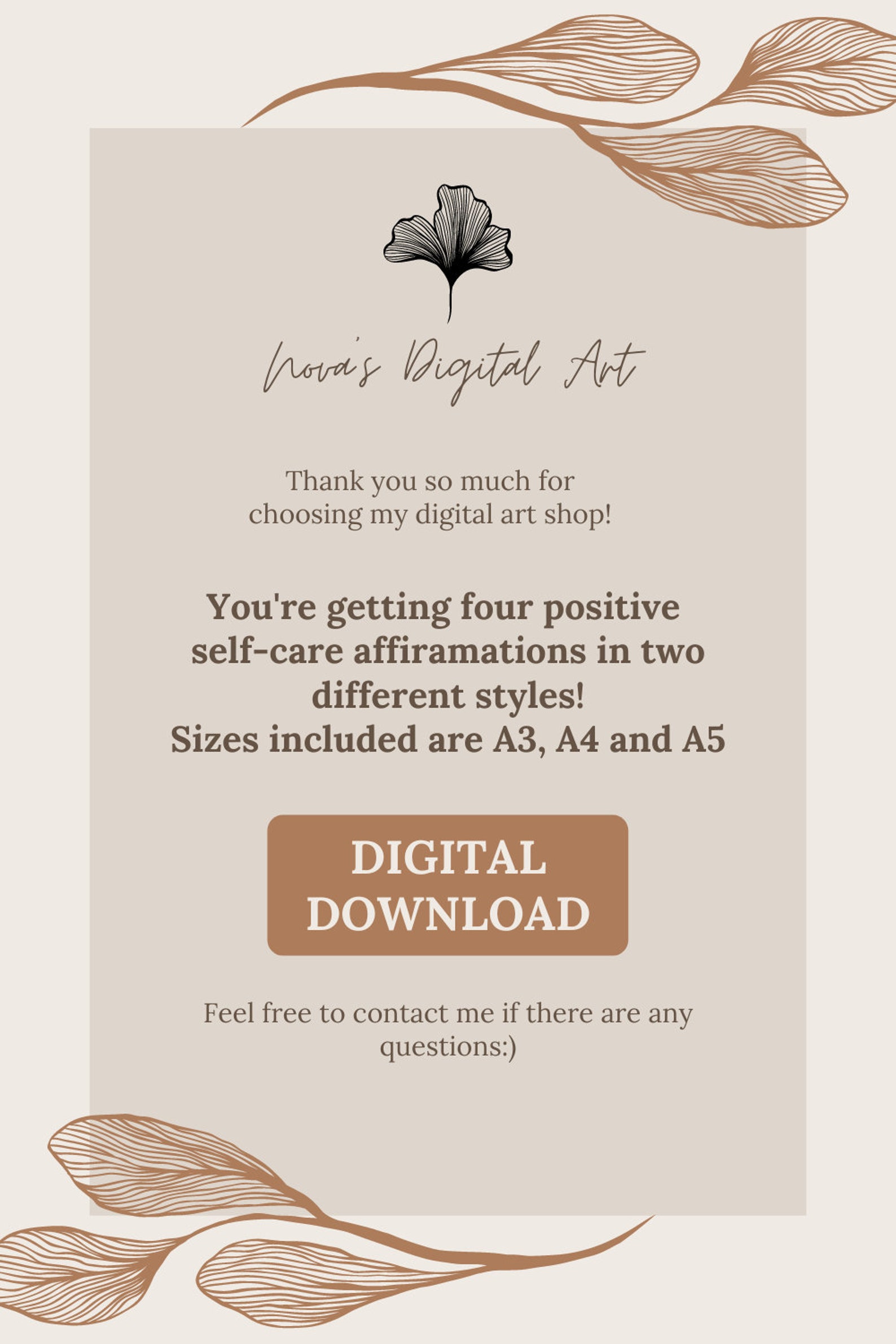 Positive Self-care Affirmations Wall Art Set, Digital Download, Wall ...