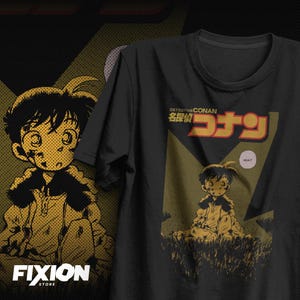 Koszulka unisex oversized boxy Detective Conan, top z grafiką anime, prezent inspirowany mangą, koszulka Mystery Detective, japońska odzież z kreskówek