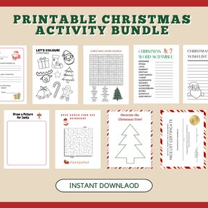 Printable Christmas Activity Bundle for Kids, Christmas Activities for Kids, Printable Christmas Activity, Digital Download