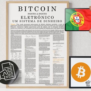 Bitcoin Poster Whitepaper Portuguese White | Crypto Poster | Bitcoin Wall Decor | Crypto Wall Art | Home Deco | Physical Print