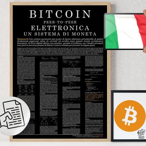 Bitcoin Poster Whitepaper Italian Black | Crypto Poster | Bitcoin Wall Decor | Crypto Wall Art | Home Deco | Physical Print