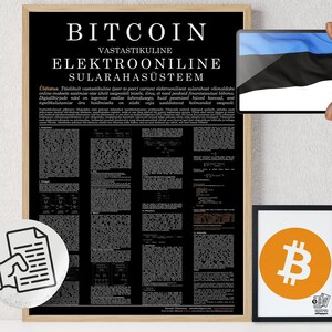 Bitcoin Poster Whitepaper Estonian Black | Crypto Poster | Bitcoin Wall Decor | Crypto Wall Art | Home Deco | Physical Print