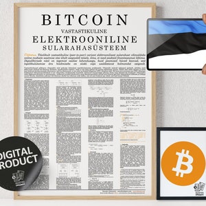 Estonian Bitcoin Whitepaper Poster: Crypto Wall Art (Digital Download)