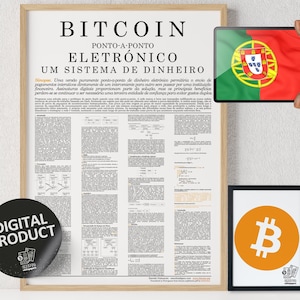 Bitcoin Whitepaper Poster: Portuguese Crypto Art (Digital Download)