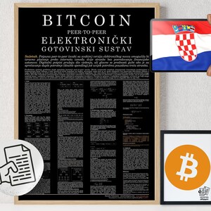 Bitcoin Poster Whitepaper Croatian Black | Crypto Poster | Bitcoin Wall Decor | Crypto Wall Art | Home Deco | Physical Print