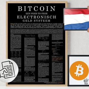 Bitcoin Poster Whitepaper Dutch Black | Crypto Poster | Bitcoin Wall Decor | Crypto Wall Art | Home Deco | Physical Print