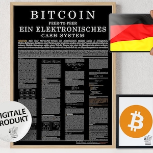 Bitcoin Poster Whitepaper Alemán Schwarz / Digitaler Descargar Druck / Bitcoin Kunst zum Ausdrucken / Krypto Wandkunst / Digitaldruck
