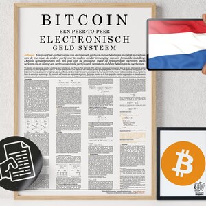 Bitcoin Poster Whitepaper Dutch White | Crypto Poster | Bitcoin Wall Decor | Crypto Wall Art | Home Deco | Physical Print