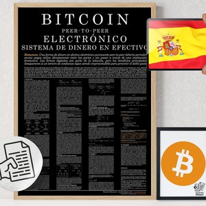 Bitcoin Poster Whitepaper Spanish Black | Crypto Poster | Bitcoin Wall Decor | Crypto Wall Art | Home Deco | Physical Print
