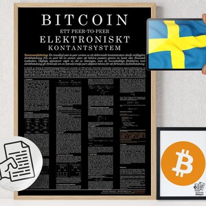 Bitcoin Poster Whitepaper Swedish Black | Crypto Poster | Bitcoin Wall Decor | Crypto Wall Art | Home Deco | Physical Print