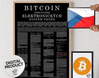 Bitcoin Whitepaper Czech Black | Digital Download Print | Bitcoin Printable Art | Bitcoin Wall Decor | Crypto Wall Art | Digital Print