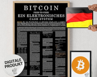 Bitcoin Whitepaper German Schwarz  | Digitaler Download Druck | Bitcoin Kunst zum Ausdrucken | Krypto Wandkunst | Digitaldruck
