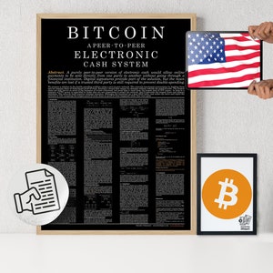 Bitcoin Poster Whitepaper English Black | Crypto Poster | Bitcoin Wall Decor | Crypto Wall Art | Home Deco | Physical Print