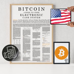 Bitcoin Poster Whitepaper English White | Crypto Poster | Bitcoin Wall Decor | Crypto Wall Art | Home Deco | Physical Print
