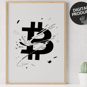Bitcoin Poster Abstract, Crypto Wall Art, Cryptocurrency, BTC Bitcoin Art, Crypto poster, Blockchain Decor, Digital Download, JPG + PNG