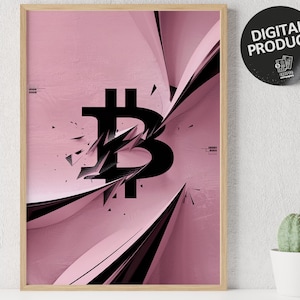 Bitcoin Poster Abstract, Crypto Wall Art, Cryptocurrency, BTC Bitcoin Art, Crypto poster, Blockchain Decor, Digital Download, JPG + PNG