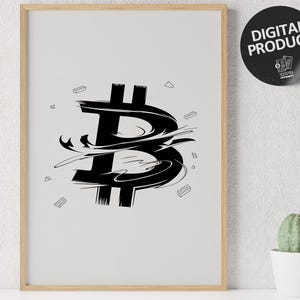 Bitcoin Poster Abstract, Crypto Wall Art, Cryptocurrency, BTC Bitcoin Art, Crypto poster, Blockchain Decor, Digital Download, JPG + PNG