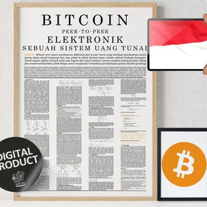 Bitcoin Whitepaper Poster: Bahasa Indonesia Crypto Art (Digital Download)