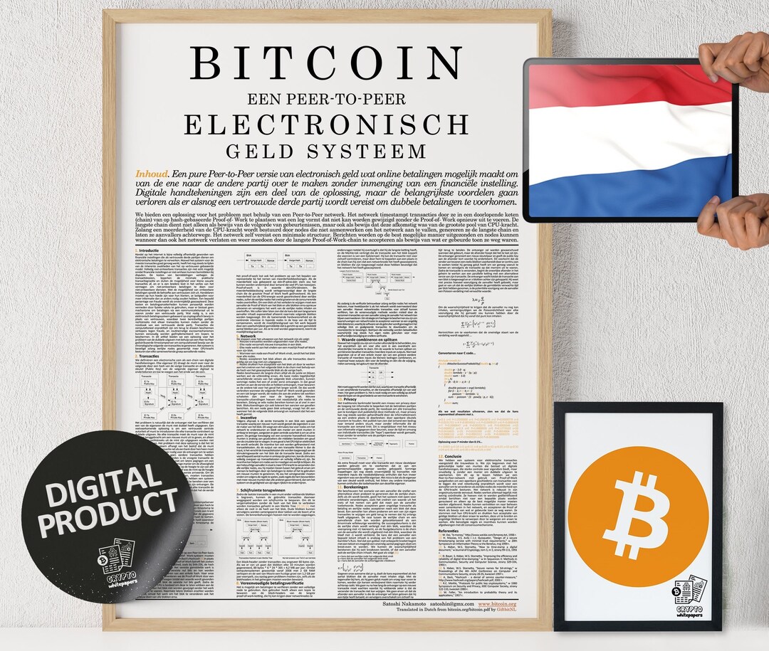 Bitcoin Whitepaper Poster: Dutch Translation Crypto Art (digital Download)  - Etsy