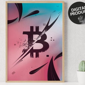 Abstract Bitcoin Poster: Crypto Wall Art (Digital Download)
