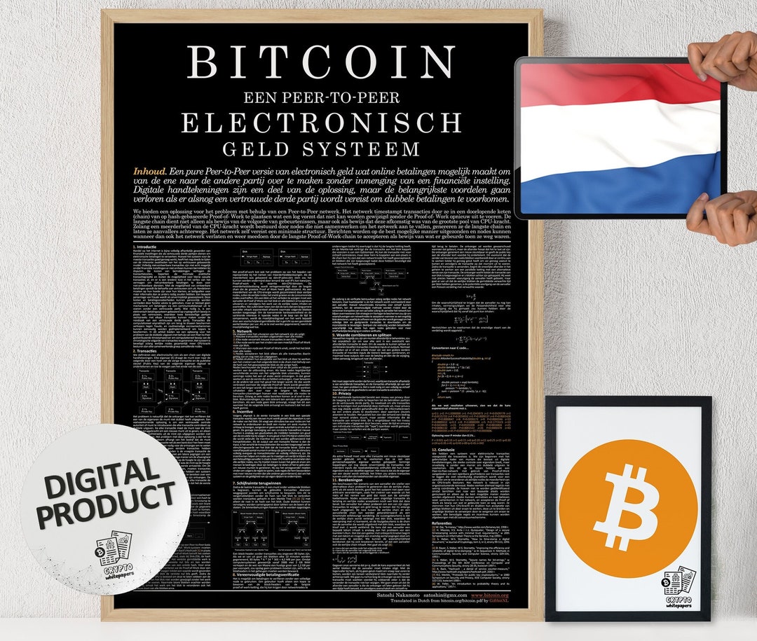 Bitcoin Whitepaper Poster: Dutch Translation Crypto Art (digital Download)  - Etsy