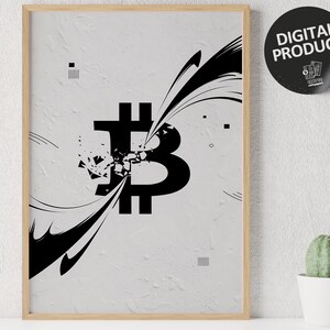 Bitcoin Poster Abstract, Crypto Wall Art, Cryptocurrency, BTC Bitcoin Art, Crypto poster, Blockchain Decor, Digital Download, JPG + PNG