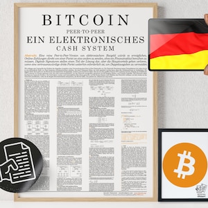 Bitcoin Poster Whitepaper Deutsch White | Crypto Poster | Bitcoin Wall Decor | Crypto Wall Art | Home Deco | Physical Print