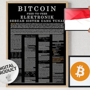 Bitcoin Whitepaper Poster: Bahasa Indonesia Crypto Art (Digital Download)