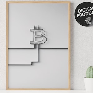 Bitcoin Poster minimalist, Crypto Wall Art, Cryptocurrency, BTC Bitcoin Art, Crypto poster, Blockchain Decor, Digital Download, JPG + PNG