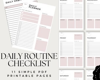 Weekly Planner Printable: Daily Routine Checklist, Habit Tracker (PDF Download)