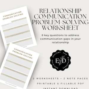 Relationship Communication Problem-Solving Worksheet for Couples | Printable and Fillable PDF | Journal Prompts |  Relationship Workbook