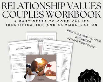 Relationship Core Values Workbook for Couples | Step-by-Step Approach | Printable & Fillable PDF Instant Download | Relationship Workbook